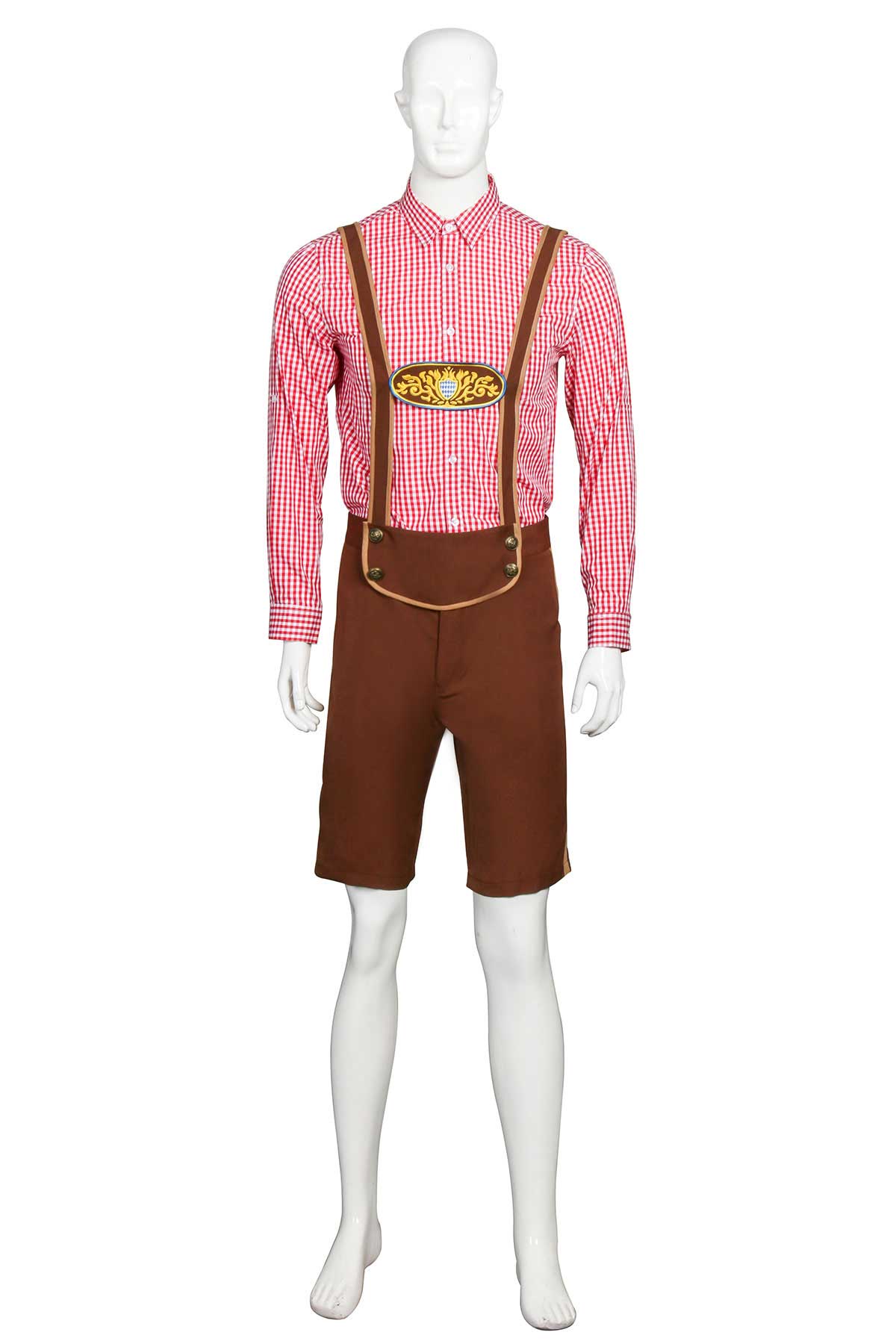 Bayerisches Bier Lederhosen Oktoberfest Herren Kostüm Hemd Hosen Hosenträger-Takerlama